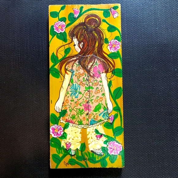 Handcrafted Wall art w/brown haired girl